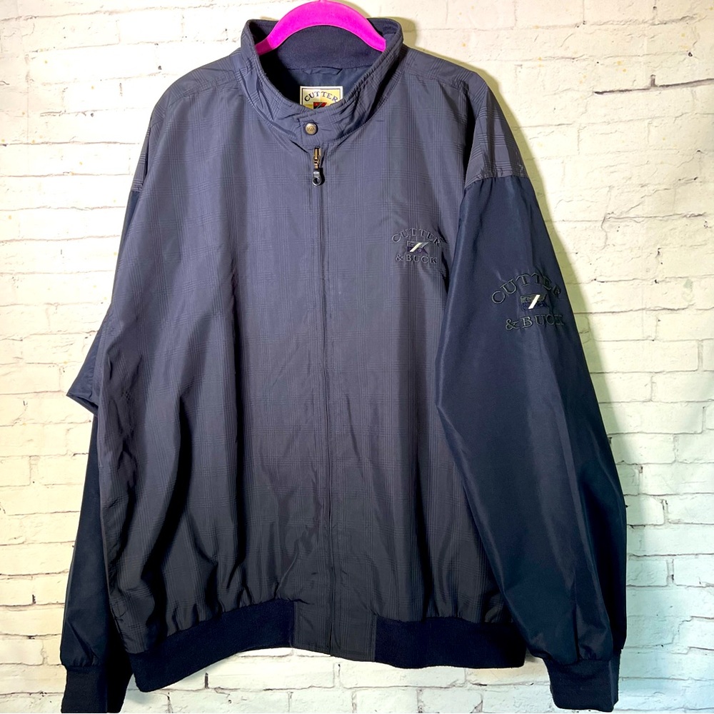 Cutter & Buck Navy Blue Full Zip Golf Windbreaker Shell Jacket Size Large EUC